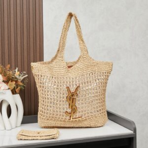 Saint Laurent Raffia Tote Bag